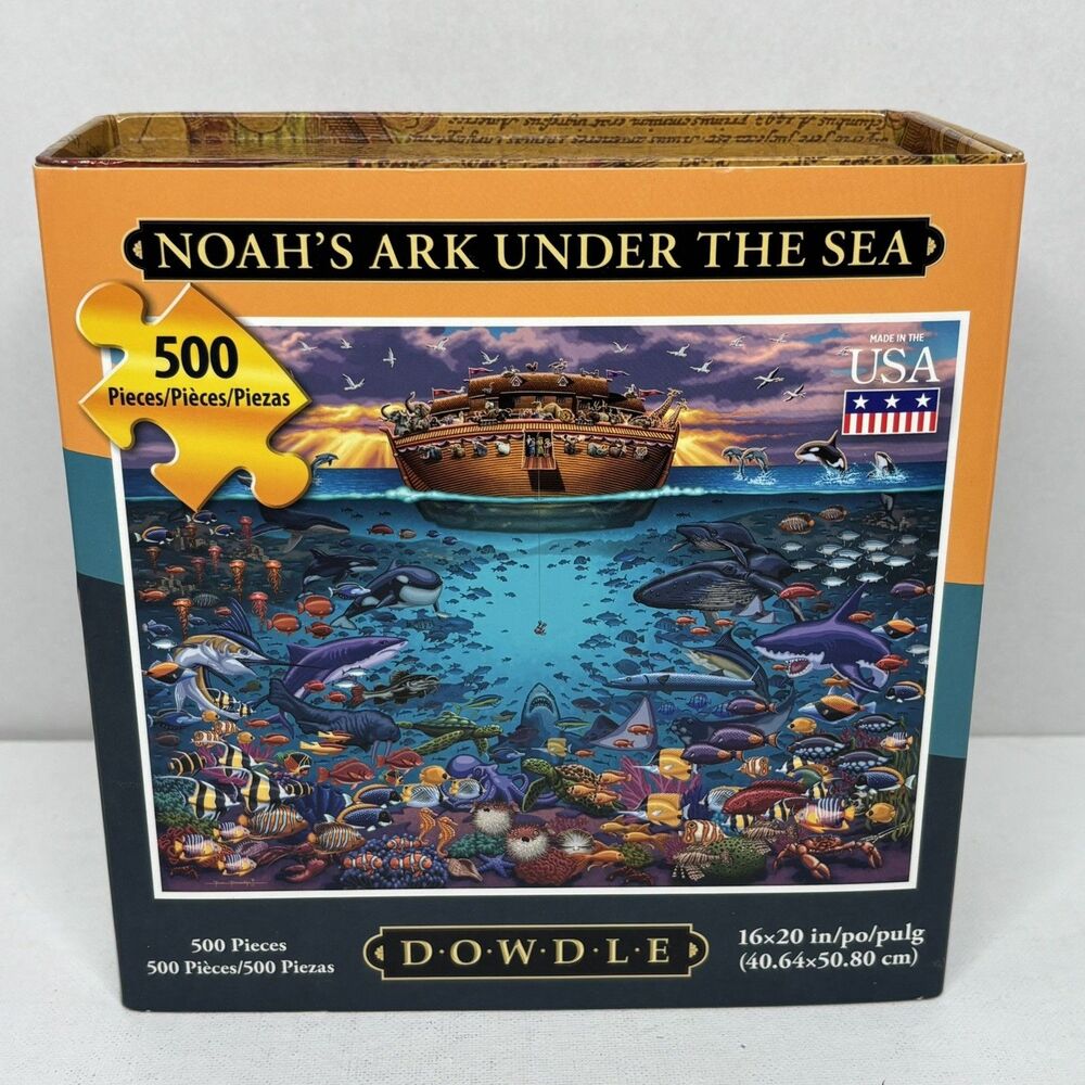 Noah's Ark Under the Sea 500 Pc Jigsaw Puzzle 16 x 20" Dowdle Folk Art complete